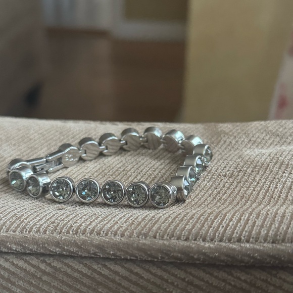 Touchstone Crystal Silver Tennis Bracelet - Picture 6 of 7